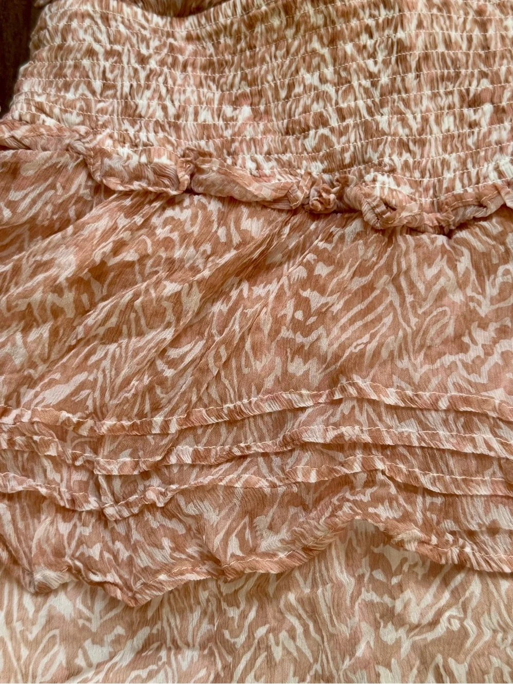 Cleobella Kenna Multi-Tier Ruffle Mini Skirt in Pink Zebra Print, Size Medium